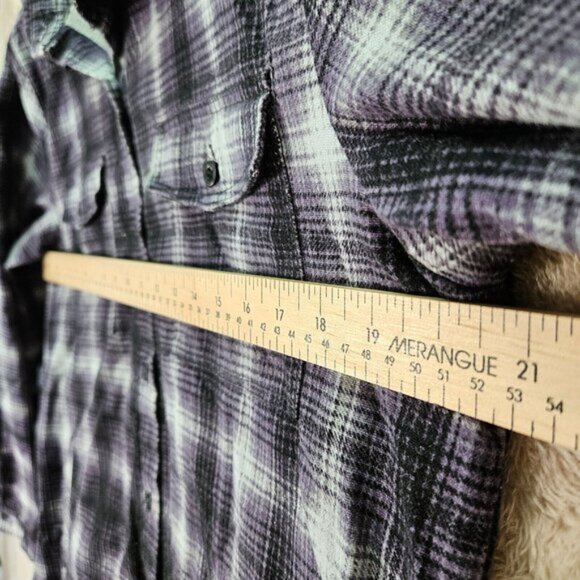 RCVA Jacket Hooded Purple White Black Plaid Pockets Long Sleeve Womens Size L - Picture 5 of 11